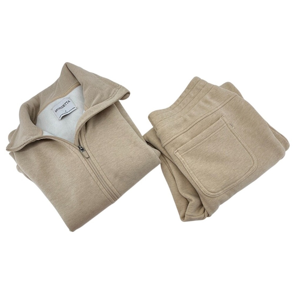 Mondetta Womens Lounge Set Small Beige Hoodie Joggers Athleisure Soft Fleece‎